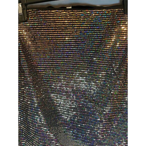 Women's Juniors Large Gold Sequin Sparkle Stretch Mini Skirt EUC - Picture 9 of 10